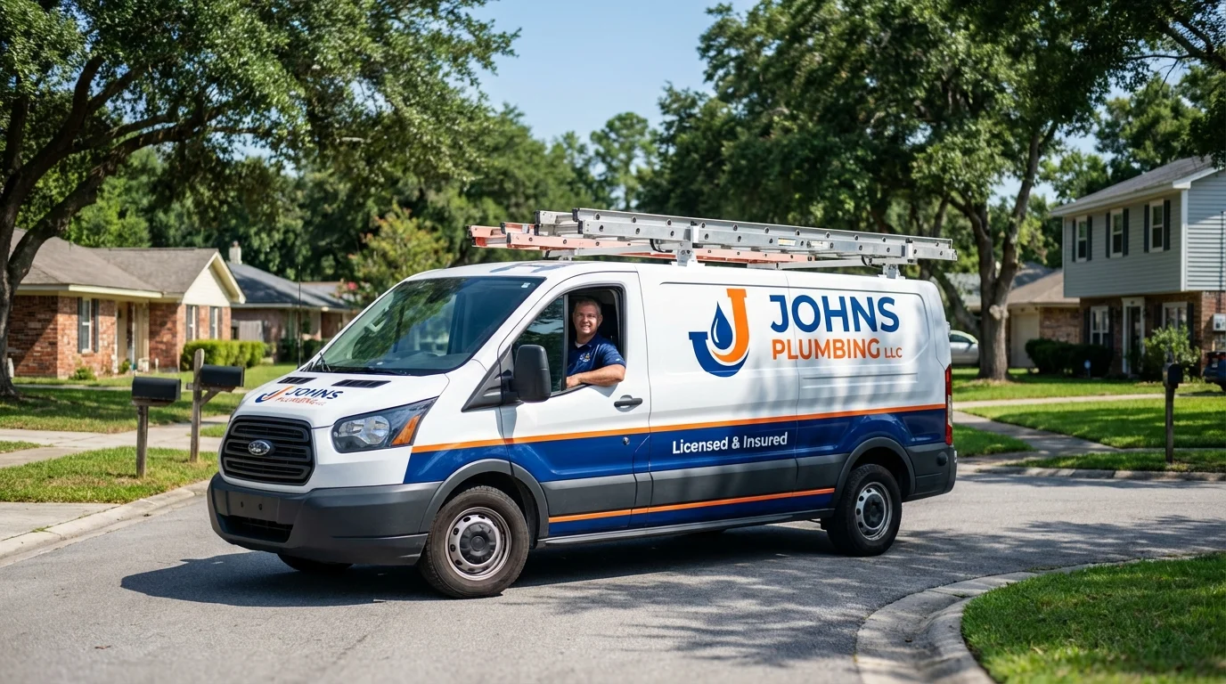 Johns Plumbing LLC service van in Northfield, OH